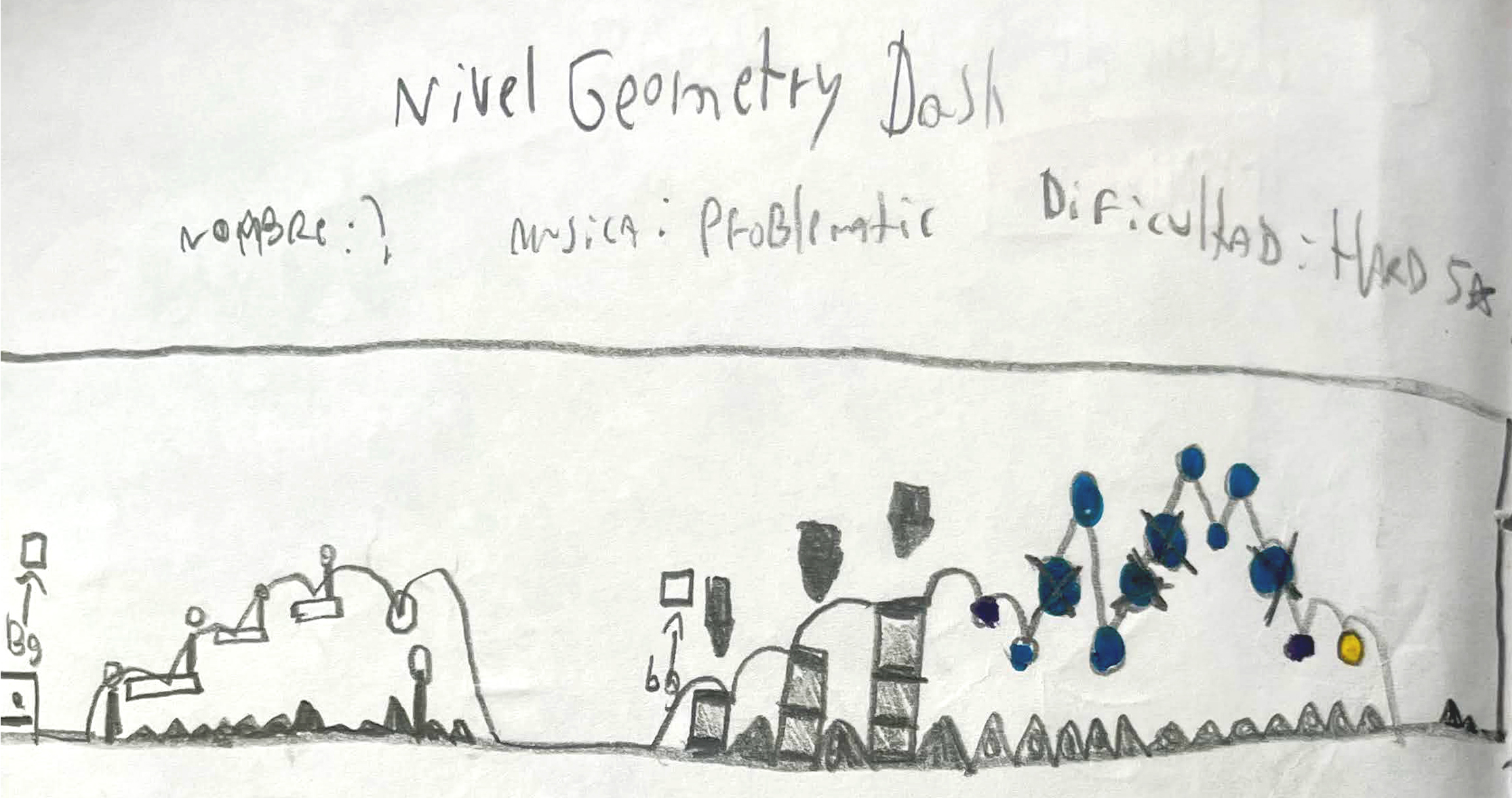 Idea de nivel de Geometry Dash con la canción de Problematic