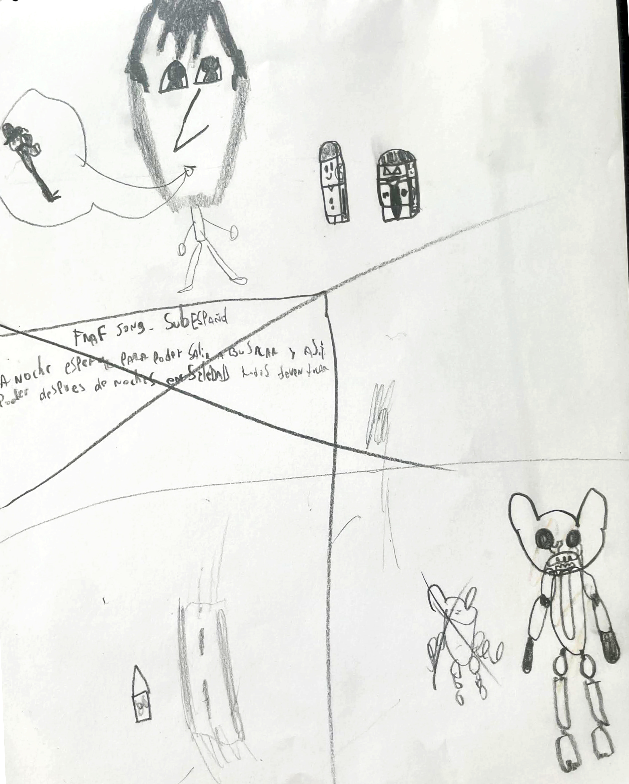 Dibujo por aburrimiento con animatrónicos de FNAF