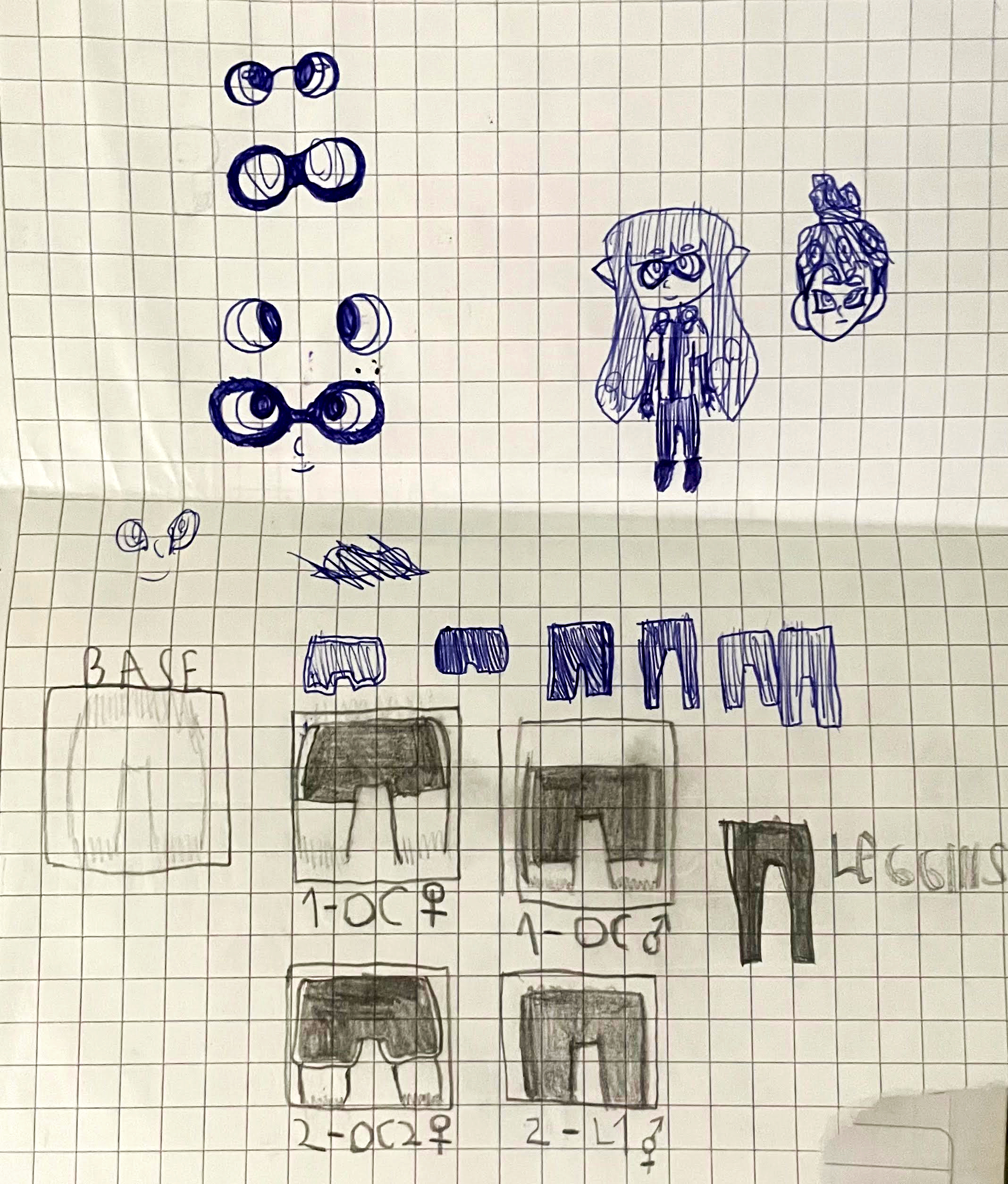 Pantalones y ojos inklings (Splatoon)