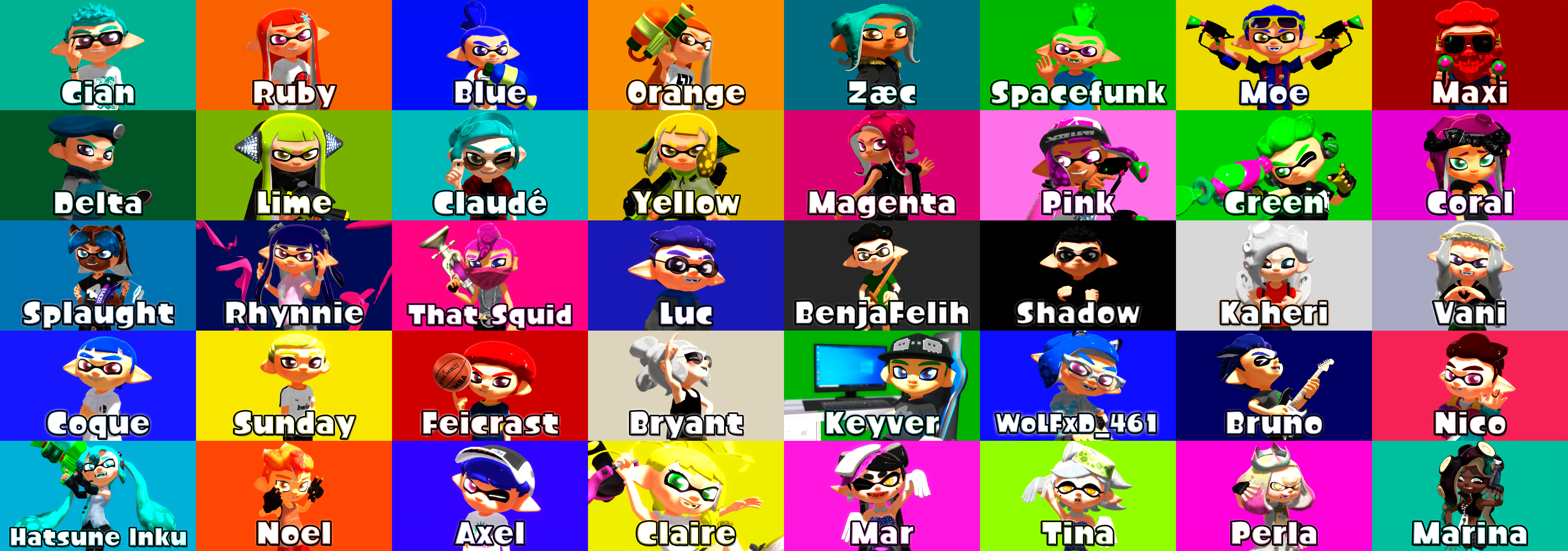Collage de los posters de cada personaje