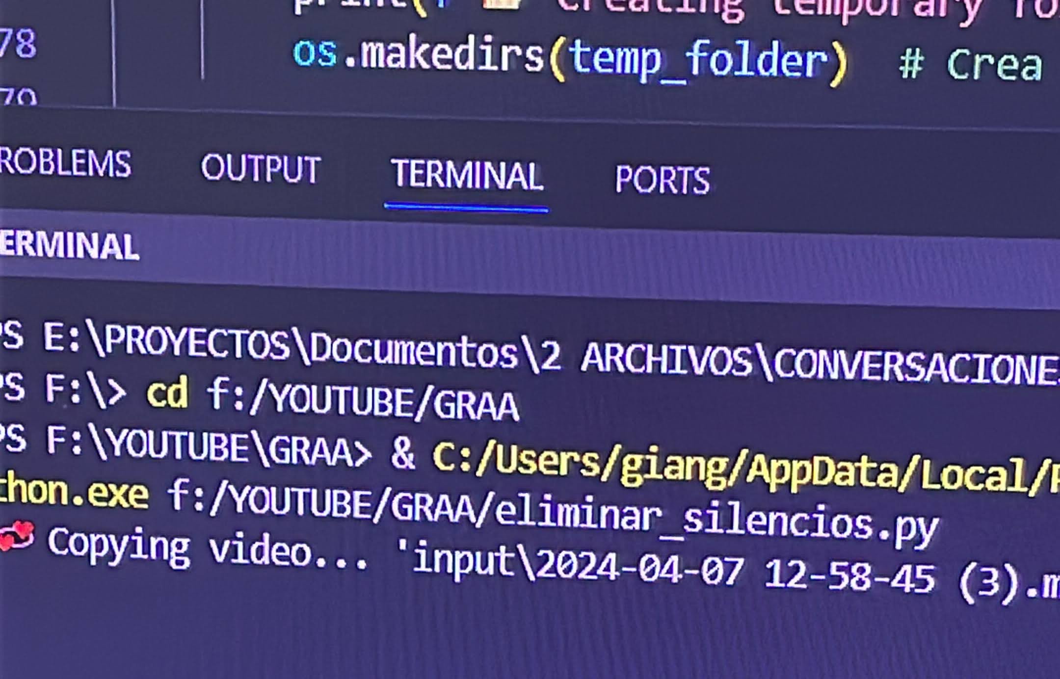 Programa en python para reducir videos quitando todos los silencios automáticamente
