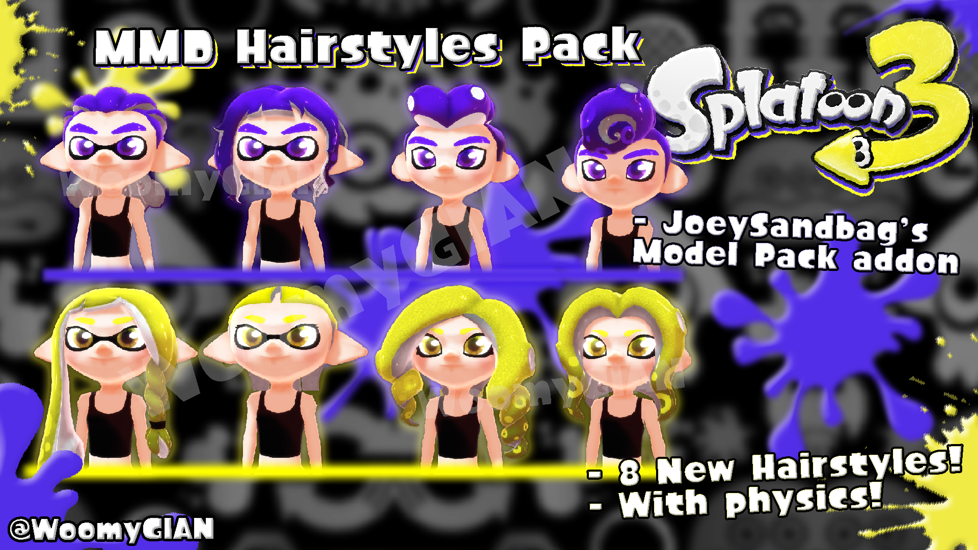 Splatoon 3 MMD Hairstyles Pack