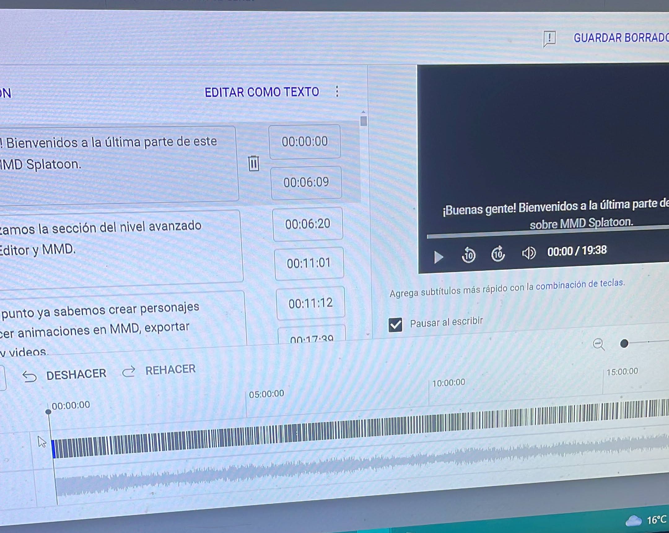 Proceso de corrección de los subtítulos